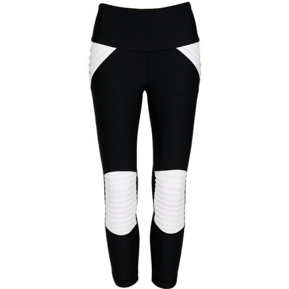 90 Degree Black White Moto High Waisted Yoga Pants